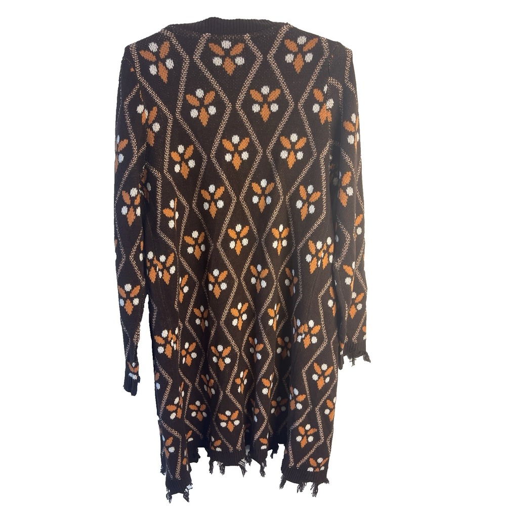 Vtg Retro Hippie Crotchet Cardigan Open Granny Cottagecore Duster Women S